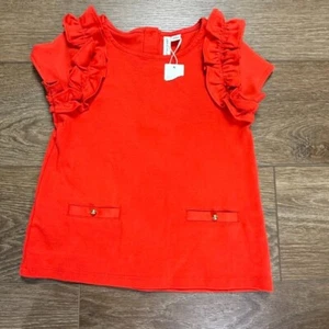 Janie&Jack Girl's Red Ruffle Short-Sleeve Blouse, NWT, Size 6, Preppy, Festive - Picture 1 of 8