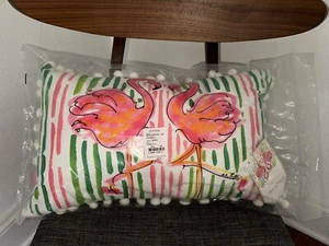 RARE Lilly Pulitzer Pink Flamingo Throw Pillow 20” x 12” Indoor/Outdoor SEALED - Picture 1 of 3