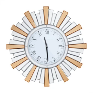 Large Round Mirror Clock 60cm x 60cm Stunning Bevelled Mirrored Roman Numerals - Picture 1 of 12