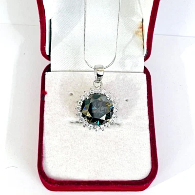 Pingente de diamante tratado azul esverdeado 10 quilates grande brilho e brilho certificado VVS1 - Imagem 1 de 4