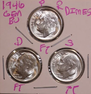 Moneda de diez centavos Roosevelt 1946 P D S ¡Todas las bandas completas brillo! 460186 - Imagen 1 de 2
