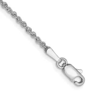 Pulsera tobillera de cuerda de oro blanco 14K de 9 pulgadas 1,7 mm - Imagen 1 de 3