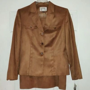 Kasper A.S.L. Petite Polyester Caramel Brown Suit - Picture 1 of 7