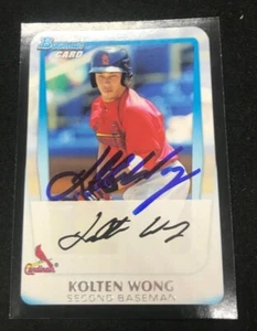 Kolten Wong St. Louis Cardinals Autographed SIGNED 2011 BOWMAN - Foto 1 di 1