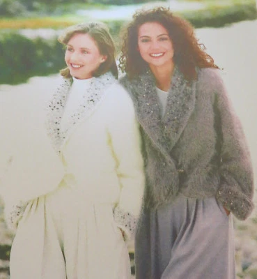 Easy Knit Mohair Ladies Jacket Cardigan Shawl Collar Knitting Pattern 30-40 inch - Image 1 of 3