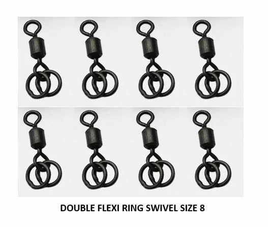 Double Ring Flexi Swivel Size 8 Matt Black Carp Rig - Image 1 of 1