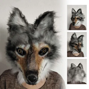 Dog Latex Mask Cosplay Party Props Adult Full Face Halloween Costume Wolf Masks - Picture 1 of 9