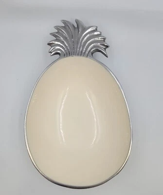 Tazón para servir piña Lavar A La Main forrado en esmalte marfil 12" vintage  Foto 1 de 4