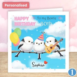 Personalised Birthday Card, Best friend, BESTIE, special BESTIE, Any age, Birds - Picture 1 of 8