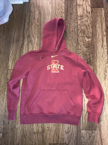 Vintage Nike Red Iowa State University Hooded Sweatshirt Adult Size L Large ISU Cover