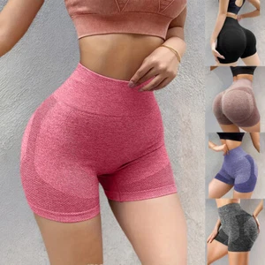 Women Sport Seamless Shorts Gym Yoga Workout High Waist Sports Solid Short Pants - Picture 1 of 26