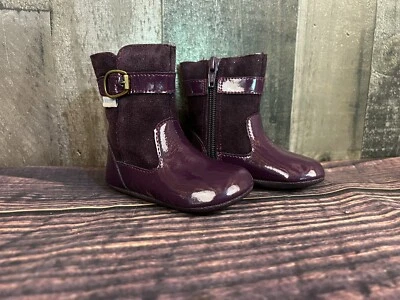 Bota sin cordones de cuero gamuza para bebé Robeez, púrpura, talla 6-9 meses infantil Foto 1 de 4