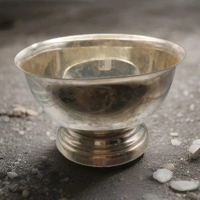 Cuenco con patas pequeñas vintage de plata de ley de POOLE #362 con monograma 3,5" 66,5 gr Foto 1 de 4