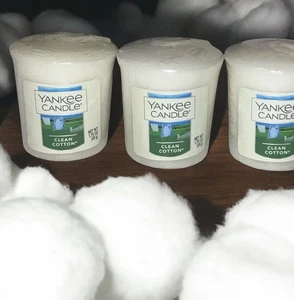 Yankee Candle 3x CLEAN COTTON Votive Sampler Candles Free Shipping ~New & Sealed - Picture 1 of 7