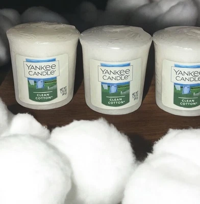 Yankee Candle 3x CLEAN COTTON Votive Sampler Candles Free Shipping ~New & Sealed - Image 1 of 4