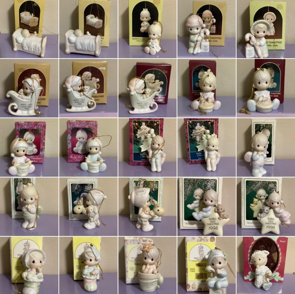 Enesco Precious Moments Baby's First Christmas Ornaments Ranging From 1983-1999