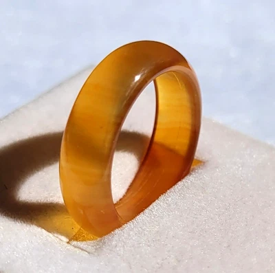 Achat-Ring, gelb-braun, gewölbte Form, Gr. 51-52 (16,35mm Ø), neu, Halbedelstein - Bild 1 von 4