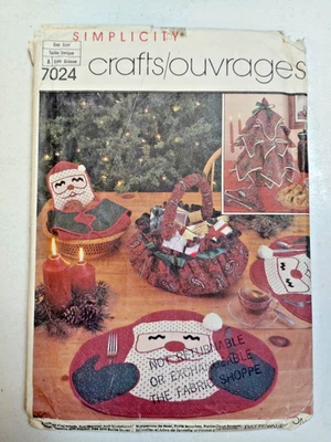 Santa Christmas Tree Basket Mat Decor Simplicity 7024 316 Sewing Pattern UC VTG - Image 1 of 4