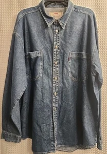 Vintage Levi’s Shirt Mens XL Red Tab Dark Wash Denim Metal Button Jean Jacket - Picture 1 of 7