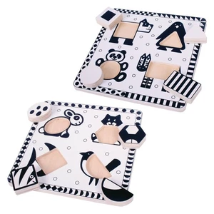 Bigjigs Toys Black and White Animal Puzzle Set - Set of 2 - Picture 1 of 6