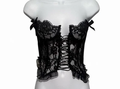 Victoria’s Secret Gold Label Black Lace Up Front Corset 34B - Image 1 of 4