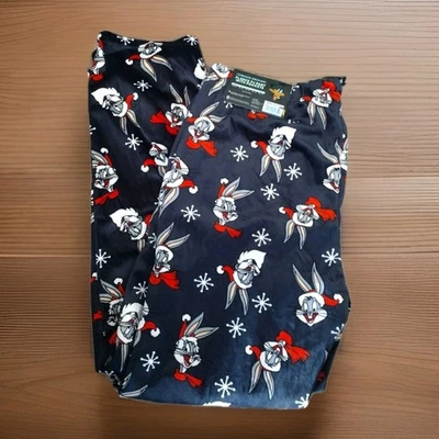 Новый Bugs кролик Рождество гостиной брюки пижамы флис брюки карманы $48 мужской XL - Изображение 1 из 4