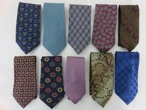 10pc Lot Silk Ties Brooks Brothers Perry Ellis Chaps Dona Rene Chagal Armani - Picture 1 of 24