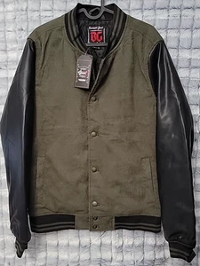 BG Beautiful Giant Olive Green Corduroy Men's Medium Jacket Faux Leather Sleeves - Picture 1 of 3