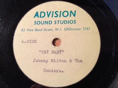 Johnny Milton & The Condors Hurt Advision 1960s ACETATE 45 Garage Beat Mod HEAR Foto 1 de 2