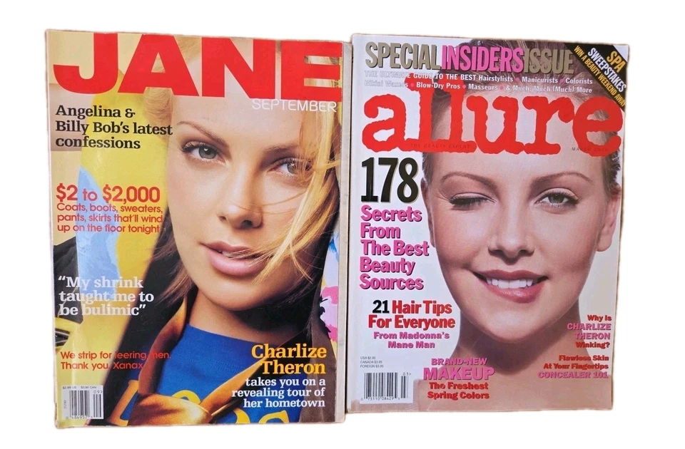 JANE Magazine (9/2001) & ALLURE (3/2020)- Charlize Theron -Lot of 2-No Labels VG - Image 1 of 4