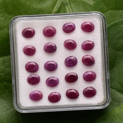 Set 20 Pcs Natural African Ruby Hi-Grade Untreated 5mmx4mm Oval Cut Gemstone Lot - Image 1 of 4