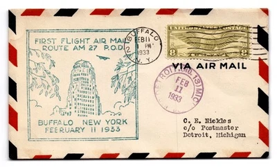 First Flight Air Mail Route AM 27 Buffalo NY Event Cover 1933 Aviation - Image 1 of 2