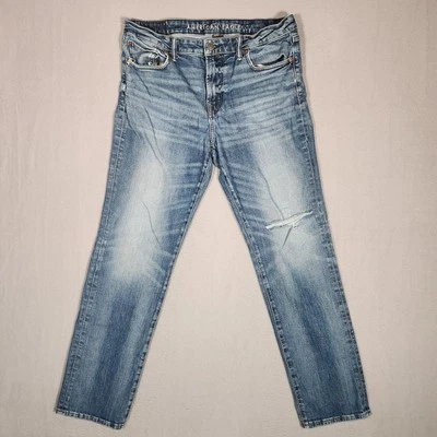 American Eagle Jeans Mens 36x34 Blue Original Straight Distressed Denim - Image 1 of 4