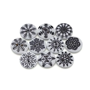 50pcs Snowflake Print Wood Buttons, for Sewing, Scrapbooking & DIY Decor 15mm - Picture 1 of 5