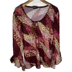 VTG Y2K Fashion bug plus size 1X paisley Patchwork Peasant Top Fairy Witchy Fall - Picture 1 of 9