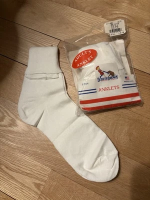 Buster Brown Womens 100% Cotton Socks Fold Over Bobby Socks Ankle Socks 2 Pair - Image 1 of 3