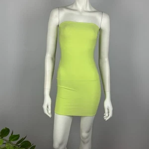 Fashion Nova Size S Bodycon Mini Dress Fluro Lime Yellow Stretch Lightweight NEW - Picture 1 of 11