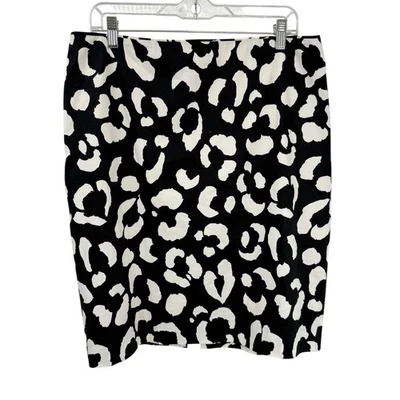 Falda Lápiz Carlisle Talla 12 Negro Blanco Patrón Animal Foto 1 de 4