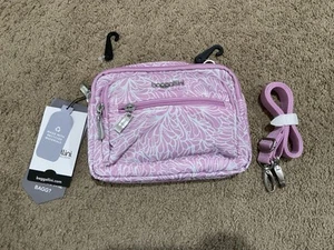 Baggallini Tasche mit dreifachem Reißverschluss rosa Blüten kleine Umhängetasche neu mit Etikett Reise - Bild 1 von 9