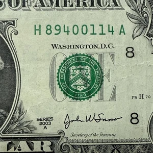 3 Pairs 4s 0s 1s 2 Pairs Together Misaligned Fancy Serial Number - H89400114A - Picture 1 of 6