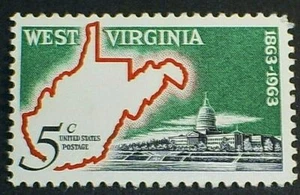 U.S. Scott 1232- West Virginia Statehood, Map & Capitol- MNH OG F-VF 1963 - Picture 1 of 1