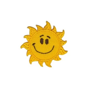 Small Happy Sun Iron on Patch Little Sunny Smiley Sunshine Golden 3×3×0.1cm(0.3g - Picture 1 of 2