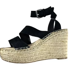 Sandalias Dolce Vita Shayla Talla 7.5 Negro Alpargata Cuero Plataforma Cuña Tirantes - Imagen 1 de 10