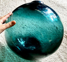 Japanese Glass Fishing Float Antique Authentic Large 15" Green, Blue, Gradient