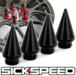 4 PC BLACK SET OF SPIKES FOR SICKSPEED EXTENDED TUNER LUG NUTS G01 - Picture 1 of 1