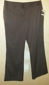 MOSSIMO STRETCH BROWN WHITE STRIPE SIZE 12 SLACKS PANTS - Picture 1 of 3