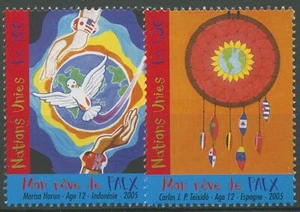 ONU Ginebra 2005 Día Mundial de la Paz dibujos 526/27 sin usar - Imagen 1 de 1