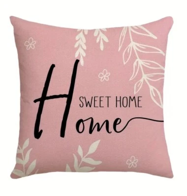 1 pieza, funda de almohada floral Farmhouse Pink Home Sweet Home, 18x18 Foto 1 de 4