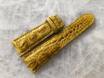 24mm/20mm Yellow Alligator Crocodile Embossed Leather Watch Strap Band - Image 1 of 4