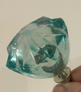 ANTQ Drawer Knob Blue-Green Faceted Round 8 point Glass Kitchen Cabinet Handle - Picture 1 of 20